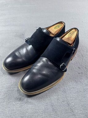 La Milano Men's Navy Blue Double Monk Strap Dress Shoes